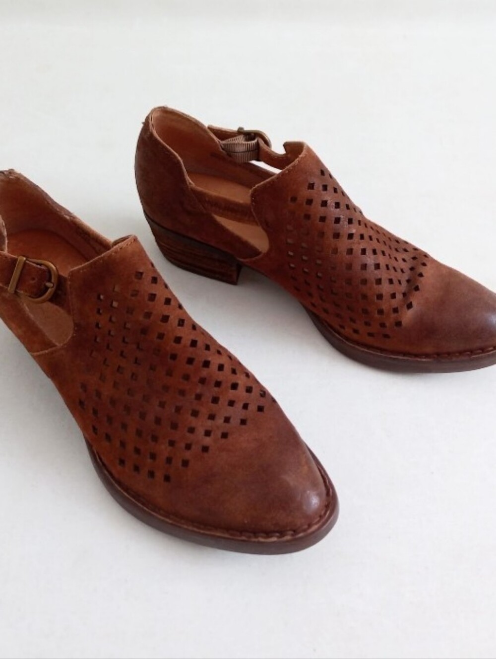 Born Nanna brown suede perforated cut out booties - Picture 10 of 13